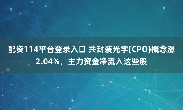 配资114平台登录入口 共封装光学(CPO)概念涨2.04%，主力资金净流入这些股