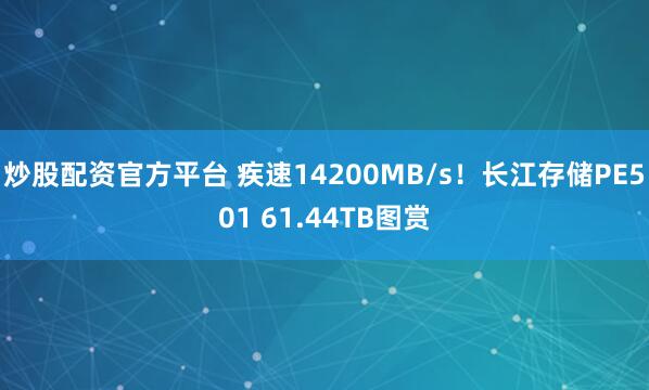炒股配资官方平台 疾速14200MB/s！长江存储PE501 61.44TB图赏